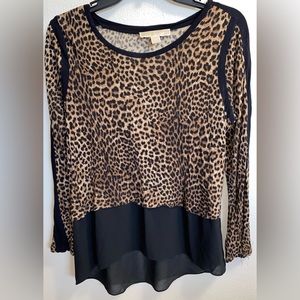 Michael Kors Leopard Print High-Low Blouse Size S